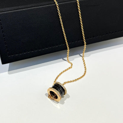 [Luxe]ZERO 1 BLACK CERAMIC DIAMOND PINK GOLD NECKLACE